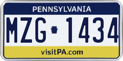 PA license plate MZG1434
