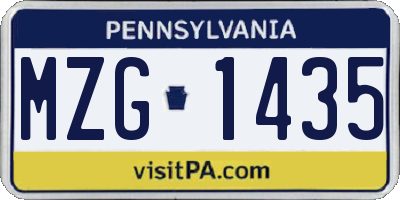 PA license plate MZG1435