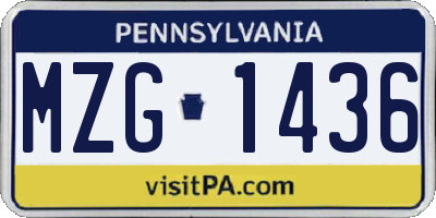 PA license plate MZG1436