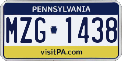 PA license plate MZG1438