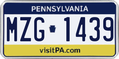 PA license plate MZG1439