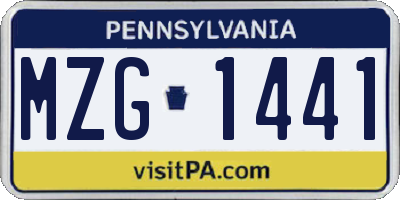 PA license plate MZG1441