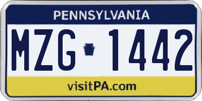 PA license plate MZG1442