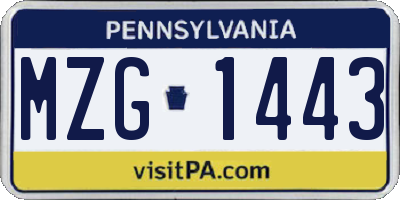 PA license plate MZG1443