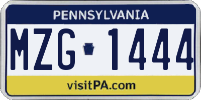 PA license plate MZG1444