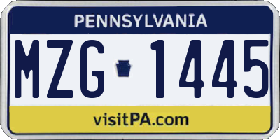 PA license plate MZG1445