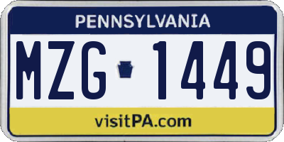 PA license plate MZG1449
