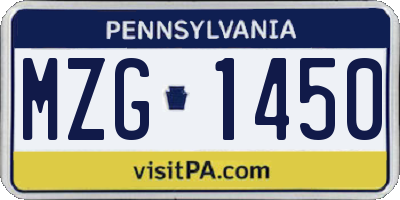 PA license plate MZG1450