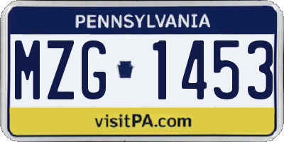 PA license plate MZG1453