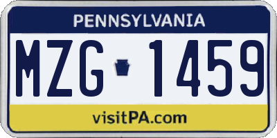 PA license plate MZG1459