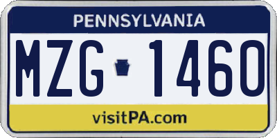 PA license plate MZG1460
