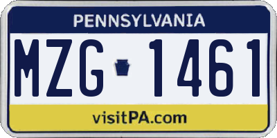 PA license plate MZG1461