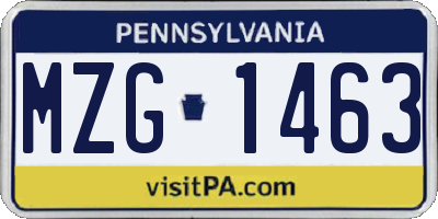 PA license plate MZG1463