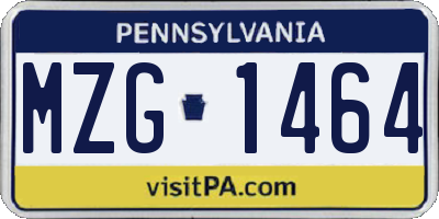 PA license plate MZG1464