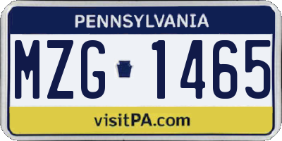 PA license plate MZG1465