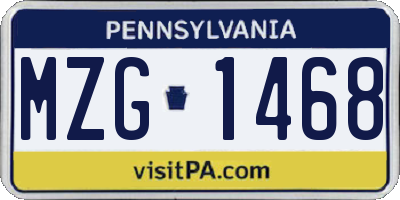 PA license plate MZG1468