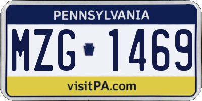 PA license plate MZG1469