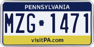 PA license plate MZG1471