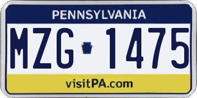 PA license plate MZG1475