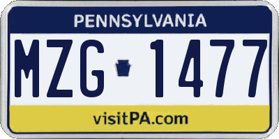 PA license plate MZG1477