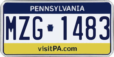 PA license plate MZG1483