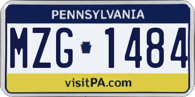 PA license plate MZG1484