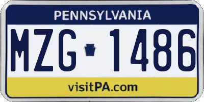 PA license plate MZG1486