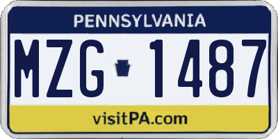 PA license plate MZG1487