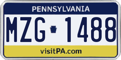 PA license plate MZG1488