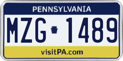 PA license plate MZG1489