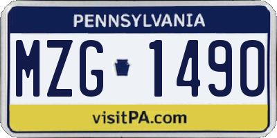 PA license plate MZG1490