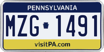 PA license plate MZG1491