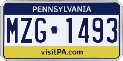 PA license plate MZG1493