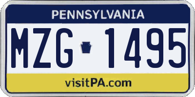 PA license plate MZG1495