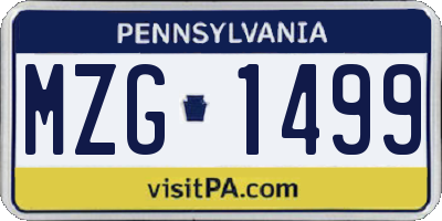 PA license plate MZG1499