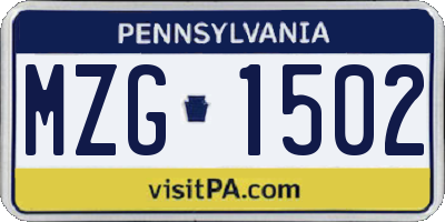 PA license plate MZG1502