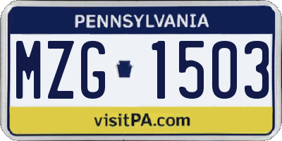 PA license plate MZG1503