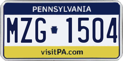 PA license plate MZG1504