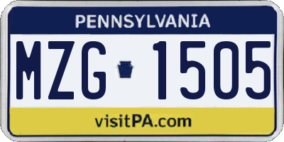 PA license plate MZG1505