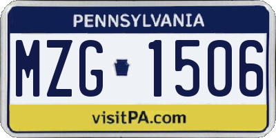 PA license plate MZG1506
