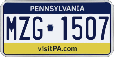 PA license plate MZG1507