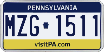 PA license plate MZG1511