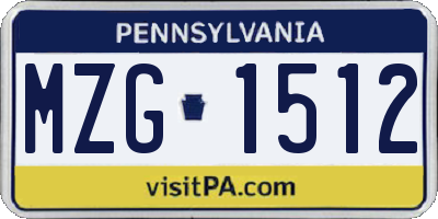 PA license plate MZG1512