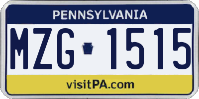PA license plate MZG1515