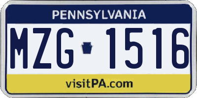 PA license plate MZG1516