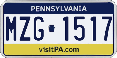 PA license plate MZG1517