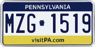 PA license plate MZG1519