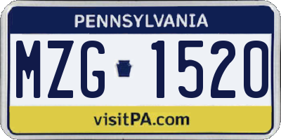 PA license plate MZG1520