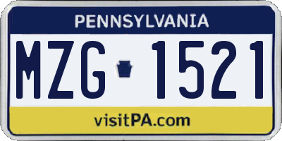 PA license plate MZG1521