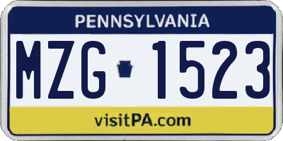 PA license plate MZG1523